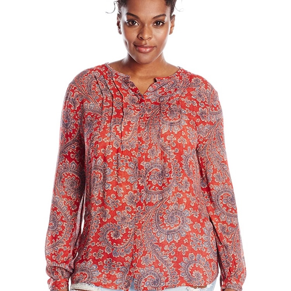 Lucky Brand Paisley Print High Low Hem Blo…
